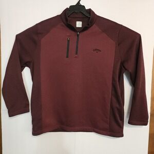 D2  Callaway Mens Golf Pullover 1/4 Zip Long Sleeve Maroon XXL EE TTG